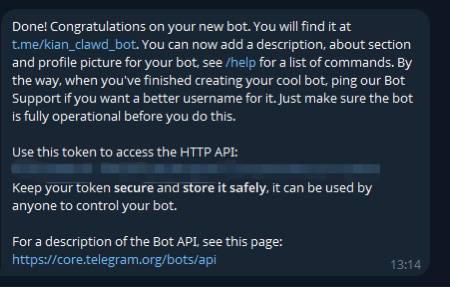 Bot Token created successfully